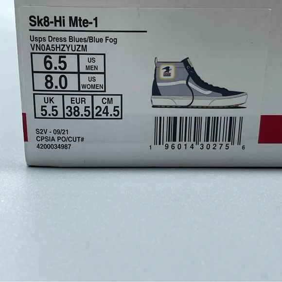 Vans Women's Blue and White High-Top Sneakers - Picture 11 of 12